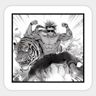 Anime Warrior and Tiger Sticker